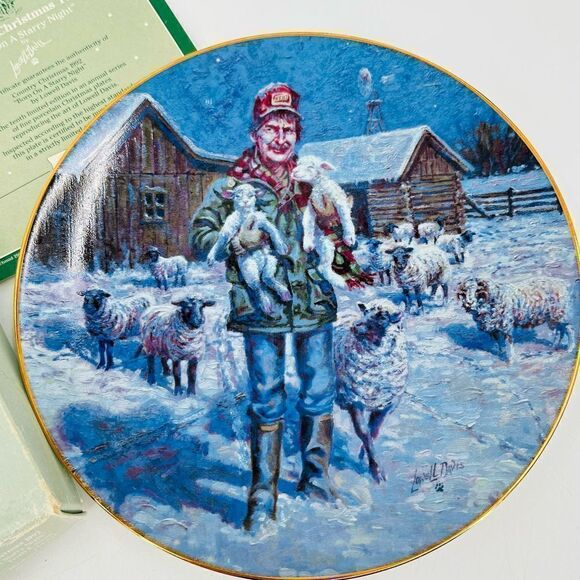 Lowell Davis Sheep COUNTRY CHRISTMAS 1992 Collector Plate Born On a Starry Night - Picture 3 of 8
